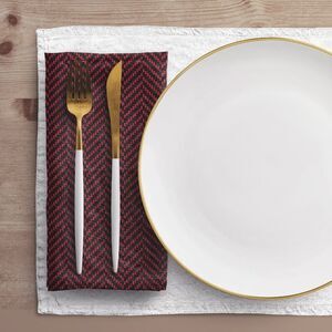 NWT Porter Anna- Red & Black Cotton Napkin 4-set, Herringbone